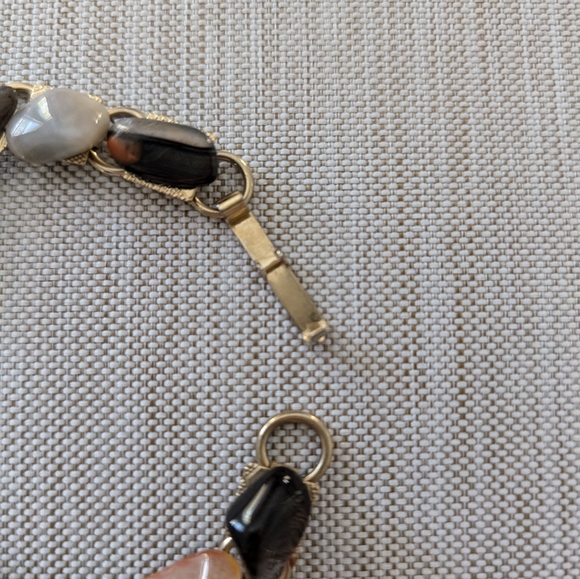 Gemstone Link Bracelet Gold Tone - Vintage - Classic - 7" - Chakra - … - Picture 4 of 12